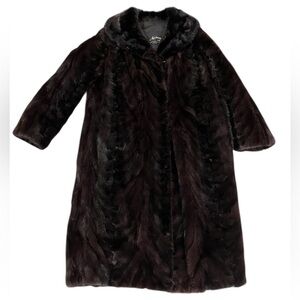 Vintage Mink Fur Chevron Chocolate Coat by MECKLING Furs. Medium